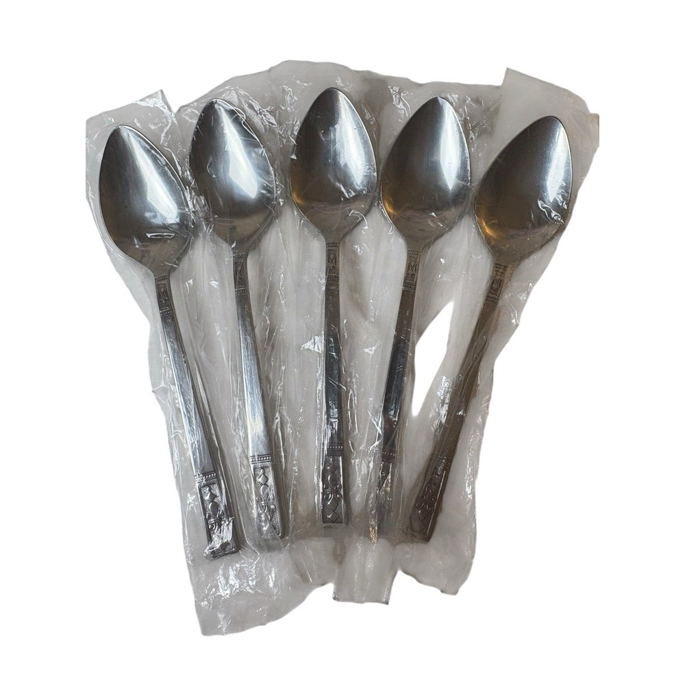 Interpur Cortina Oval Soup Spoons Set Of 5 Stainless Steel 7 1/4" NEW MCM